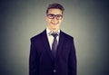 Laughing funny looking handsome businessman in glasses Royalty Free Stock Photo