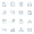 Laughing giggling linear icons set. Chuckles, Humor, Cackles, Jokes, Hilarity, Amusement, Laughter line vector and