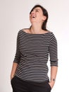 Laughing Girl with a stripped t-shirt