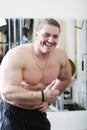 Laughing guy in gym Royalty Free Stock Photo