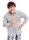 Laughing guy with hand on chest Royalty Free Stock Photo