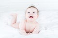 Laughing happy baby on a white background Royalty Free Stock Photo