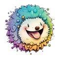 Laughing hedgehog. T-shirt graphics