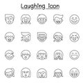 Laughing icon set in thin line style