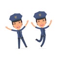 Laughing and Joyful Character Constabulary celebrates and jumps