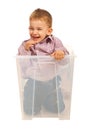 Laughing kid in a box Royalty Free Stock Photo