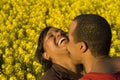 Laughing and kissing couple Royalty Free Stock Photo