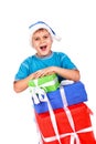 Laughing little boy in Santa's hat Royalty Free Stock Photo