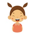 Laughing Little Girl Flat Cartoon Portrait Emoji Icon With Emotional Facial Expression