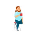 laughing man drink hot coffee in cafeteria cartoon vector