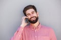 Laughing man having conversation on mobile phone Royalty Free Stock Photo