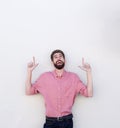 Laughing man pointing fingers up Royalty Free Stock Photo