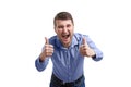 Laughing man showing thumbs up Royalty Free Stock Photo