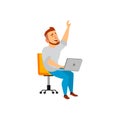 laughing man watching funny film on laptop cartoon vector Royalty Free Stock Photo