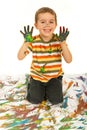 Laughing messy kid boy Royalty Free Stock Photo