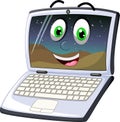 Laughing New Modern Laptop PC Cartoon Royalty Free Stock Photo