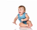Laughing overjoyed baby in playful mood portrait Royalty Free Stock Photo