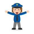 Laughing Policewoman Cartoon Character