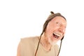 Laughing senior man in knit cap Royalty Free Stock Photo