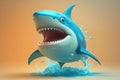 Laughing shark cartoon illustration generative ai Royalty Free Stock Photo