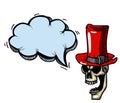 Laughing skull in top hat-100