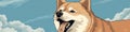 Laughing and smiling akita inu dog as banner