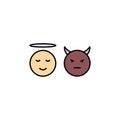 Laughing, smiling angel, demon line colored icon. Signs and symbols can be used for web, logo, mobile app, UI, UX