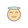 Laughing, smiling angel line colored icon. Signs and symbols can be used for web, logo, mobile app, UI, UX