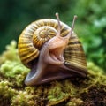 A Laughing Snail: A Rare and Amusing Sight - generative AI Royalty Free Stock Photo