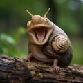 A Laughing Snail, A Rare and Amusing Sight Royalty Free Stock Photo