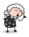 Laughing while Talking - Old Cartoon Granny Vector Illustration Royalty Free Stock Photo