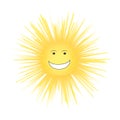 Laughing vector sun on isolated background. A child`s drawing of a laughing face. The sun is the concept of summer, rest. Royalty Free Stock Photo