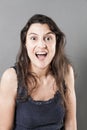 Laughing woman expressing amazement or surprise
