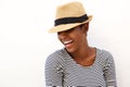 Laughing woman with hat Royalty Free Stock Photo