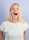 Laughing woman. Portrait of happy smiling girl. Cheerful young beautiful girl smiling laughing, studio isoalted Royalty Free Stock Photo