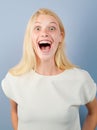 Laughing woman. Portrait of happy smiling girl. Cheerful young beautiful girl smiling laughing, studio isoalted Royalty Free Stock Photo