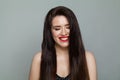 Laughing woman. Pretty brunette model. emotional portrait, positive facial expression