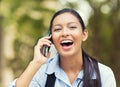 Laughing woman talking on a phone Royalty Free Stock Photo