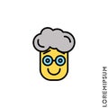 Laughing, yellow emoticon boy, man icon. Fun, face vector. Humor, smile, positive symbol for web and mobile apps. Smiling Raised