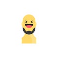 Laughing yellow smiley with beard. Like social icon. Button for expressing social emoji. Flat illustration EPS 10