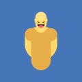 Laughing yellow smiley in body. Like social icon. Button for expressing social emoji. Flat illustration EPS 10