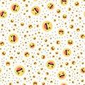 Laughing yellow smiley in circle. Button for expressing social emoji. Vector seamless pattern flat illustration EPS 10.