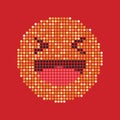 Laughing yellow smiley in dots. Like social icon. Button for expressing social emoji. Flat illustration EPS 10
