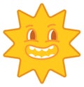 Laughing yellow star. Shining rays with happy face