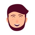 Laughing Young Man Face Flat Vector Icon