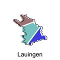 Lauingen City of Germany map vector illustration, vector template with outline graphic sketch style on white background Royalty Free Stock Photo