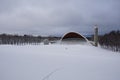 Lauluvaljak field, famous ground for concerts in winter with a lot of snow. Royalty Free Stock Photo