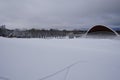 Lauluvaljak field, famous ground for concerts in winter with a lot of snow. Royalty Free Stock Photo