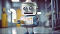 launch of a futuristic intelligent robot mailman, generative AI Royalty Free Stock Photo