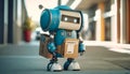 launch of a futuristic intelligent robot mailman, generative AI Royalty Free Stock Photo